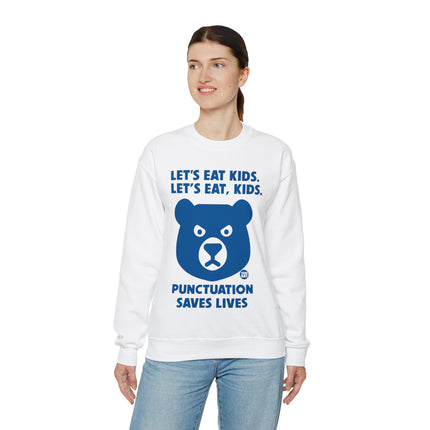 Let's Eat Kids Punctuation Matters Bear Crewneck Sweatshirt