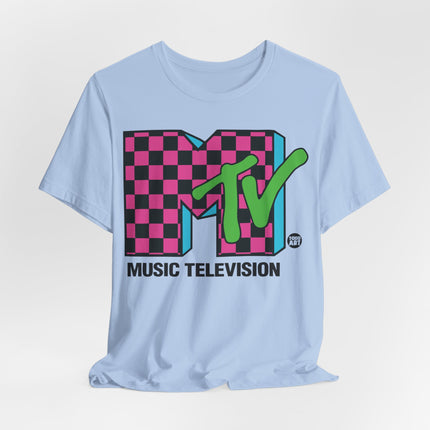 MTV Pink Checkered Graphic Tee, MTV 80s Logo Tshirt