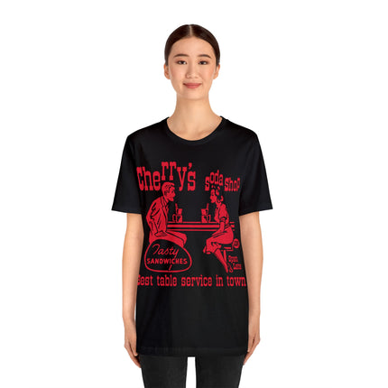 Retro Cherry's Soda Shop Unisex Short Sleeve Tee