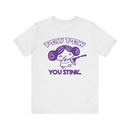 Pew Pew You Stink Leia Tee, Funny Princess Leia T-shirt