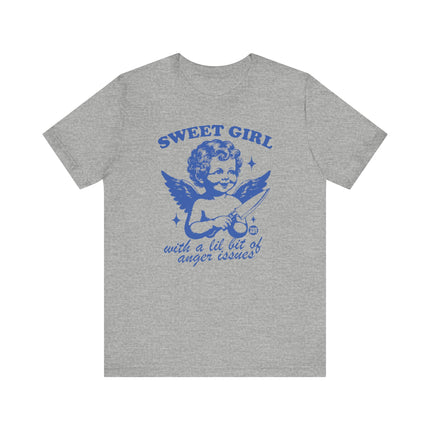 Sweet Girl With Anger Issues Angel Tee, Funny Anger Issues Angel Tshirt