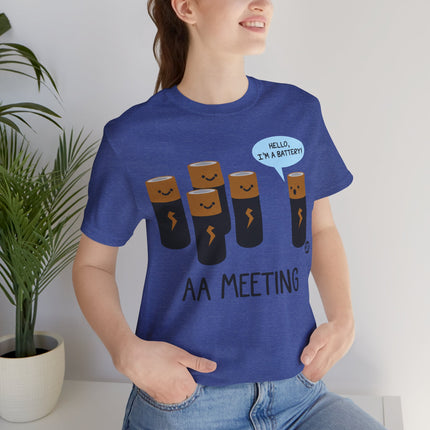 AA Meeting Battery Pun Short Sleeve Tee