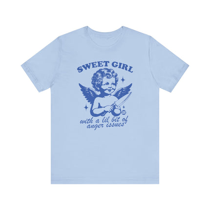 Sweet Girl With Anger Issues Angel Tee, Funny Anger Issues Angel Tshirt