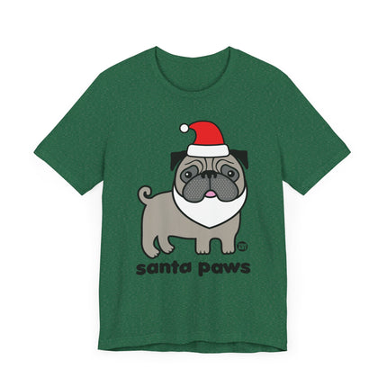 Cute "SANTA PAWS" Pug Tee Shirt