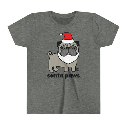 Santa Paws Pug Kids Short Sleeve Tee