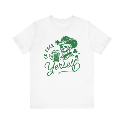Go Feck Yourself Tee, Funny Cowboy Skull Tshirt
