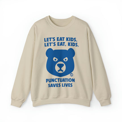 Let's Eat Kids Punctuation Matters Bear Crewneck Sweatshirt