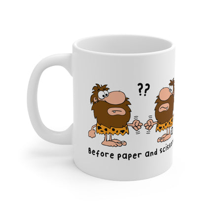 Caveman Rock paper Scissors Ceramic Mug