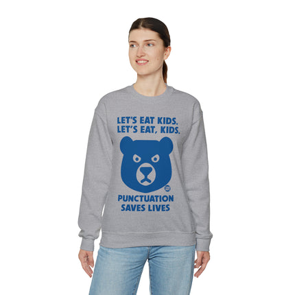 Let's Eat Kids Punctuation Matters Bear Crewneck Sweatshirt