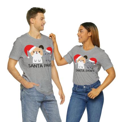 Santa Paws Dog and Cat Christmas Unisex Tee