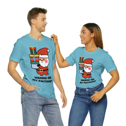 Wanna See My Package Cute Santa Xmas Unisex Tee