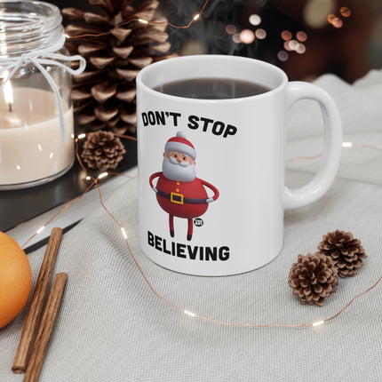 Don't Stop Believing Santa Ceramic Mug