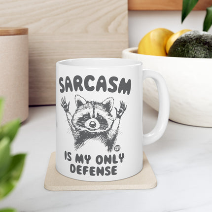 Sarcasm My Only Defense Raccoon Coffee Mug, Sarcastic Humor Raccoon Coffee Mug