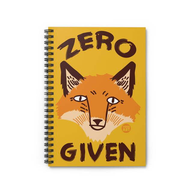 Zero Fox Given Spiral Notebook - Ruled Line