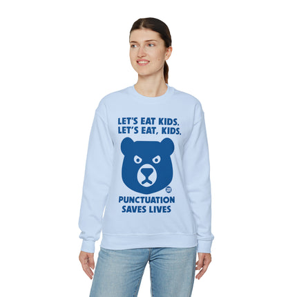 Let's Eat Kids Punctuation Matters Bear Crewneck Sweatshirt