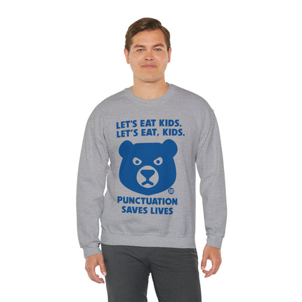 Let's Eat Kids Punctuation Matters Bear Crewneck Sweatshirt