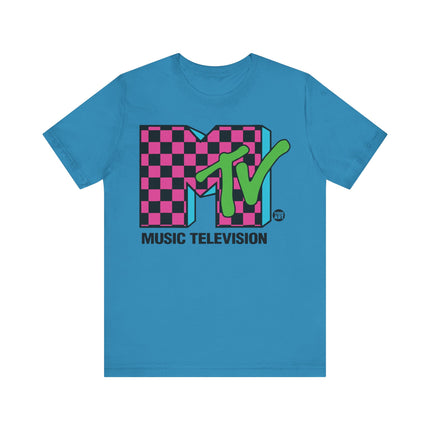 MTV Pink Checkered Graphic Tee, MTV 80s Logo Tshirt