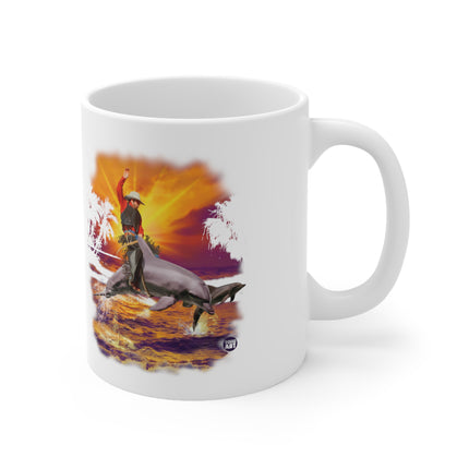 Dolphin Cowboy Ceramic Mug