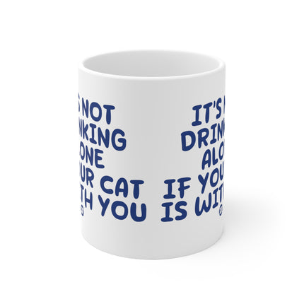 drinking alone cat Ceramic Mug