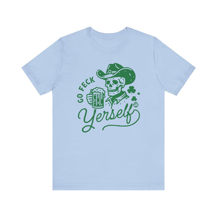 Go Feck Yourself Tee, Funny Cowboy Skull Tshirt