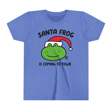 Santa Frog Is Coming to Town Kids Short Sleeve Tee