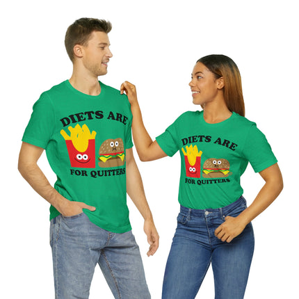 Diets Are For Quitters Burger and Fries Unisex Short Sleeve Tee