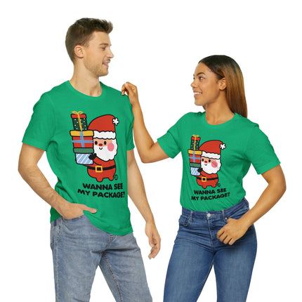 Wanna See My Package Cute Santa Xmas Unisex Tee