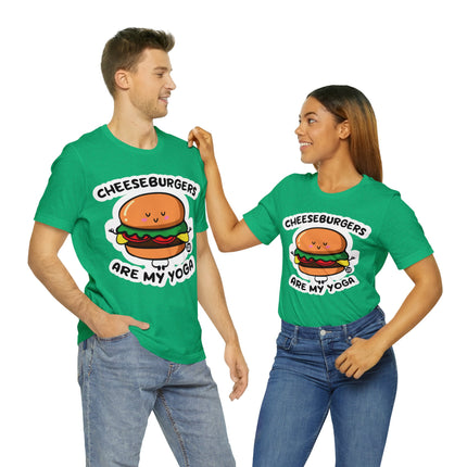 Cheeseburgers Are My Yoga Unisex Short Sleeve Tee