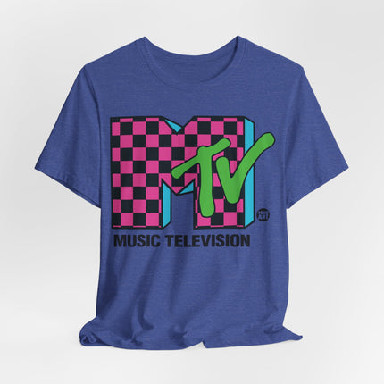 MTV Pink Checkered Graphic Tee, MTV 80s Logo Tshirt