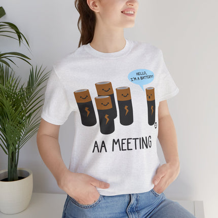 AA Meeting Battery Pun Short Sleeve Tee