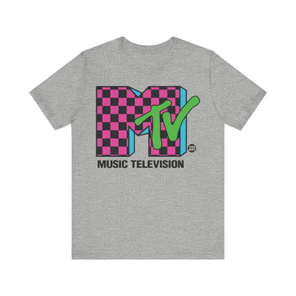 MTV Pink Checkered Graphic Tee, MTV 80s Logo Tshirt