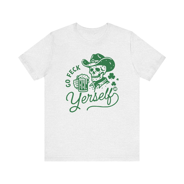 Go Feck Yourself Tee, Funny Cowboy Skull Tshirt