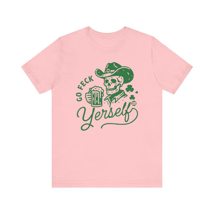Go Feck Yourself Tee, Funny Cowboy Skull Tshirt