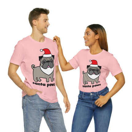 Santa Paws Pug Christmas Unisex Tee