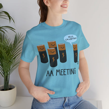 AA Meeting Battery Pun Short Sleeve Tee