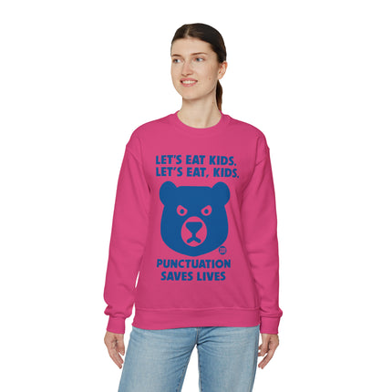 Let's Eat Kids Punctuation Matters Bear Crewneck Sweatshirt