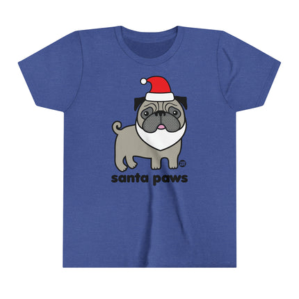 Santa Paws Pug Kids Short Sleeve Tee