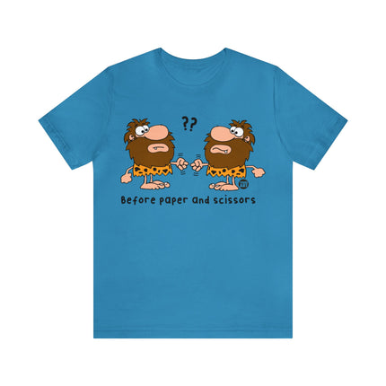 Caveman Rock Paper Scissors Unisex Tee