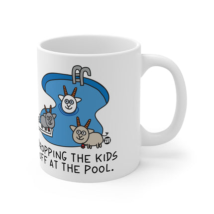 dropping kids pool Ceramic Mug