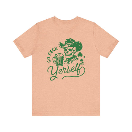 Go Feck Yourself Tee, Funny Cowboy Skull Tshirt