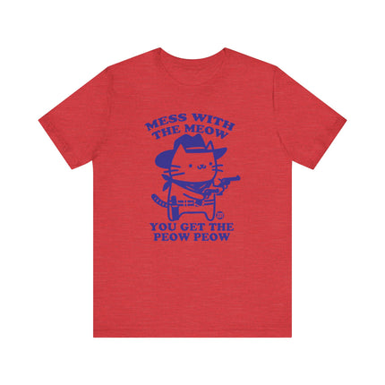 Mess With The Meow Get The Peow Tee, Cute Cat Cowboy Tshirt