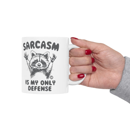 Sarcasm My Only Defense Raccoon Coffee Mug, Sarcastic Humor Raccoon Coffee Mug