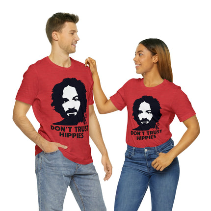 Don't Trust Hippies Charles Manson Unisex Short Sleeve Tee