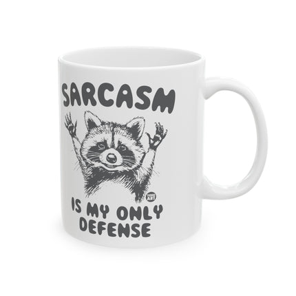 Sarcasm My Only Defense Raccoon Coffee Mug, Sarcastic Humor Raccoon Coffee Mug