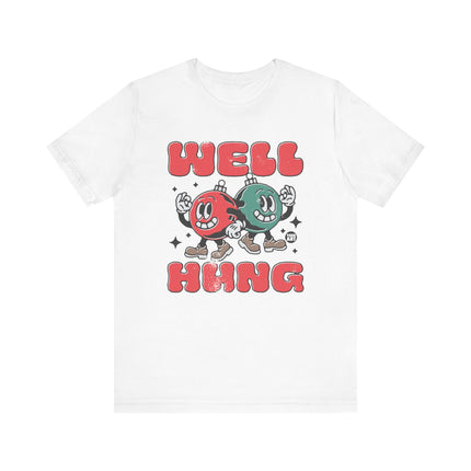 Funny "WELL HUNG" Christmas Tree Ornaments Tee Shirt