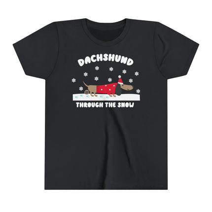 Dachshund Through The Snow Kids Short Sleeve Tee