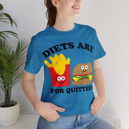 Diets Are For Quitters Burger and Fries Unisex Short Sleeve Tee