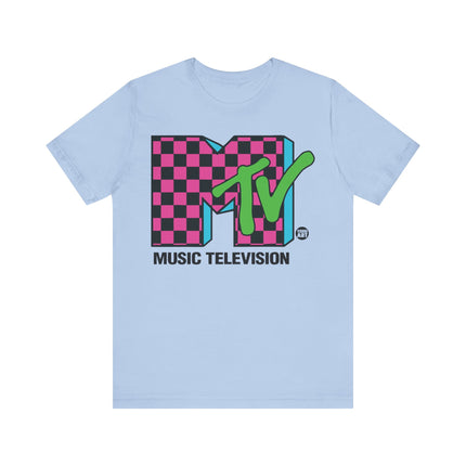 MTV Pink Checkered Graphic Tee, MTV 80s Logo Tshirt