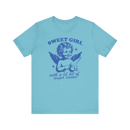 Sweet Girl With Anger Issues Angel Tee, Funny Anger Issues Angel Tshirt