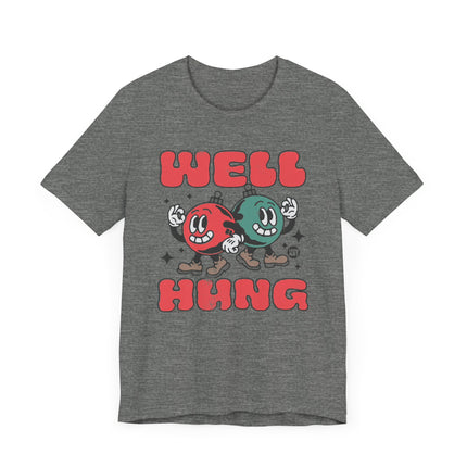 Funny "WELL HUNG" Christmas Tree Ornaments Tee Shirt